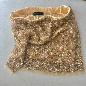 Zara Gold Sequined Skirt, Size XS